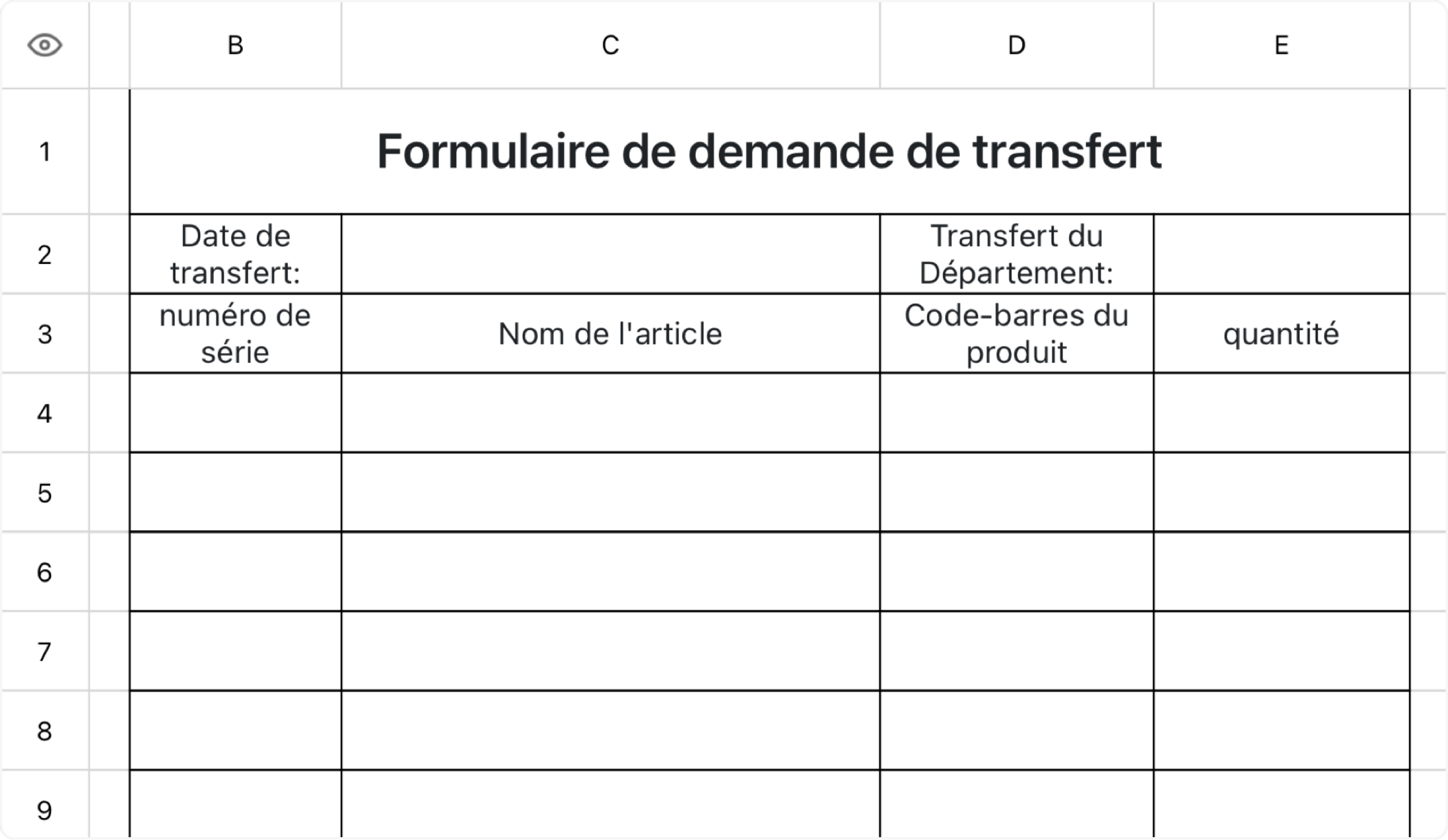 Formulaire de demande de transfert